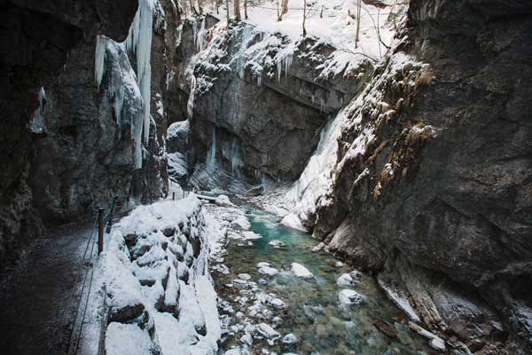 Nördlicher Teil der Partnachklamm im Winter